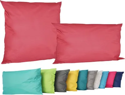 Produktbild von 2er Set Outdoor Lounge Kissen Set 45x45cm + 30x50cm Dekokissen Inkl. Füllung Wasserfest Sitzkissen Garten Lotus Effekt, Farbe:Rot