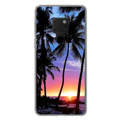 Produktbild von MuchoWow® Handyhülle Schutzhülle Hülle für Huawei P40 Lite Der farbenprächtige Sonnenuntergang hinter einer Reihe von Palmen auf Hawaii Silikon Softcase Handy Hülle - Handy