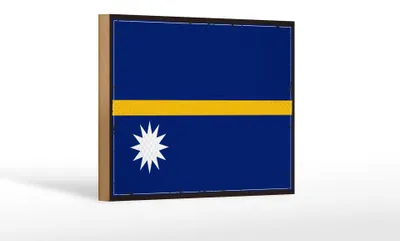 Produktbild von Holzschild Flagge Naurus 18x12 cm Retro Flag of Nauru Dekoration
