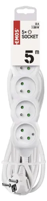Prodlužovací kabel 5 m / 5 zásuvek / bílý / PVC / 1 mm2