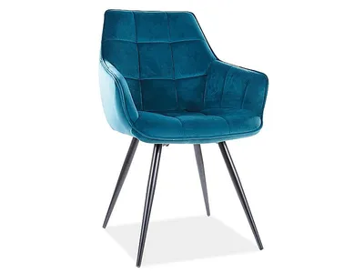 Image de Chaise de salle à manger rembourrée ORNELA – turquoise / noir