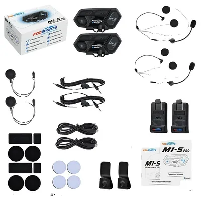 Produktbild von Bluetooth-Helm-Headset, 8 Fahrer-Kommunikation, wasserdicht & kabellos, 2 Stück Intercom-Sets