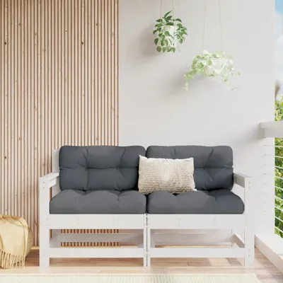 Produktbild von Design Möbel Garten-Ecksofas 2er Set Weiß Massivholz Kiefer - 2024 Neu