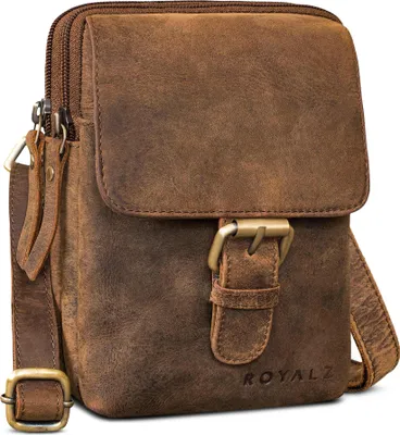 Produktbild von ROYALZ "Dalton" 3-in-1 kleine Umhängetasche Herren Echtleder - als Gürteltasche Schultertasche oder Handytasche - Multifunktionale Mini Tasche Leder für Männer