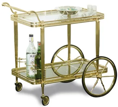 Produktbild von Casa Padrino Luxus Jugendstil Servierwagen Gold 75 x 46 x H. 60 cm - Edler Messing Trolley mit Glasplatten - Barock & Jugendstil Gastronomie Accessoires