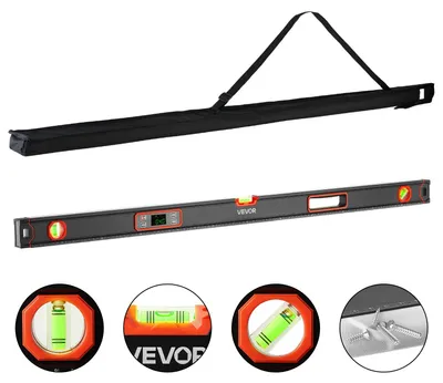 Zdjęcie produktu dla Poziomica Cyfrowa Vevor 120 Cm Z Lcd 3 Libelle Ip54 Mocna Precyzyjna