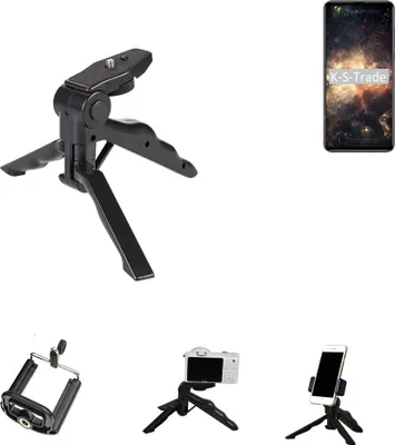 Produktbild von K-S-Trade Stativ Tisch-Ständer Dreibein Handy-Stativ Ständer kompatibel mit Cubot Max 2 Mini-Stativ Smartphone Tripod Handy-Stativ aus Plastik