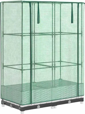 Produktbild von vidaXL Hochbeet mit Gewächshaus-Aufsatz Rattan-Optik 80x40x123 cm