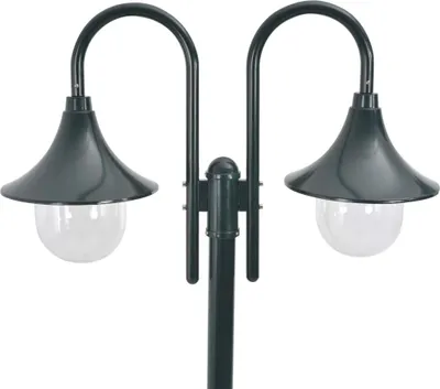 Obrázek produktu pro vidaXL Zahradní sloupkové světlo E27 220 cm Hliníková 2 svítilna Tmavě zelená
