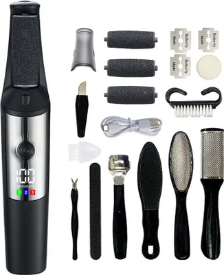 Produktbild von INF Elektrische Hornhautentferner Fußfeile - Automatisches Pediküre Set, 10-teilig Schwarz