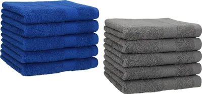 Produktbild von Betz 10 Stück Gästetücher 30x50 cm PREMIUM 100% Baumwolle Set  Farbe: royalblau und anthrazit