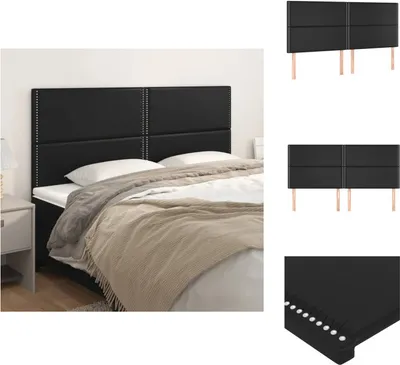 Zdjęcie produktu dla vidaXL Zagłówki 4 szt. czarne 90x5x78/88 cm imitacja skóry - wezgłowie i podnóżek