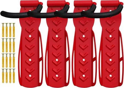 Image de Supports antivol pour vélo - 4 supports en acier pour vélo - rouge