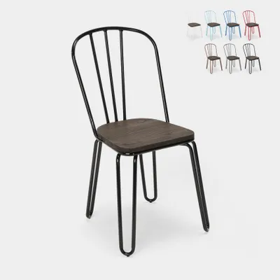 Image de Chaise de bar et de cuisine en acier de style industriel Ferrum - Noir