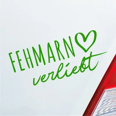 Produktbild von Auto Aufkleber Fehmarn verliebt Herz Insel Ostsee Liebe Car 19x8 cm Hellgrün Sticker Heckscheibenaufkleber