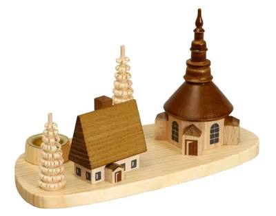 Produktbild von Kerzenhalter Seiffener Kirche natur Höhe 7,5 cm NEU