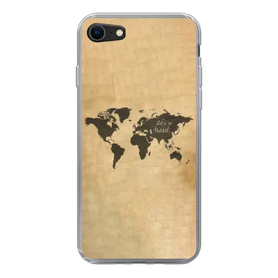 Produktbild von MuchoWow® Handyhülle Schutzhülle Hülle für iPhone 7 Weltkarte - Schwarz - Sprichwörter Silikon Softcase Handy Hülle - Kartenhalter