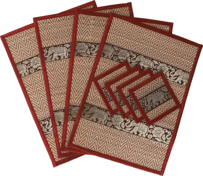 Produktbild von Platzdeckchen, Bastuntersetzer, Tischmatte 4èr Set - Rot, 25*35*0,3 cm, Tischläufer, Tischdecken