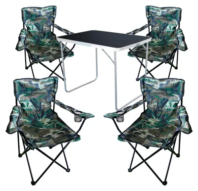 Image de set de camping 5 pièces table de camping 4 chaise de camping chaise pliante