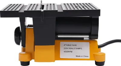 Produktbild von Elektrische Tischsäge - Mini Tischkreissäge - DC-Betrieb - Ohne Akku - Für Holz, Kunststoff, Glas, Stein, Sperrholz - Braun