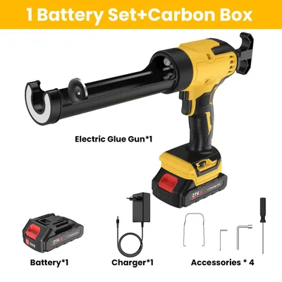 Image de Pistolet à cartouche électrique - Pistolet à silicone sans fil - 6 vitesses - Sans fil - Pour batterie 18 V - Pour fenêtres et portes - Noir
