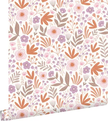 Obrázek produktu pro ESTAhome tapety květiny oranžová a fialová 50 x 900 cm