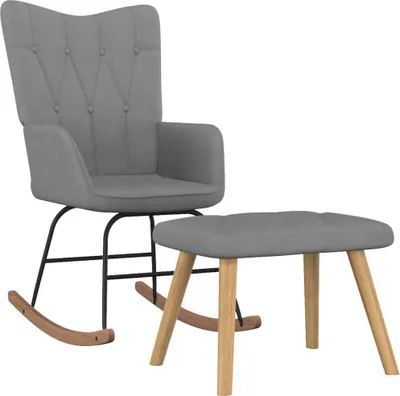 Produktbild von Schaukelsessel mit Hocker Dunkelgrau Stoff