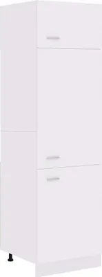 A tall, white cabinet with two drawers.