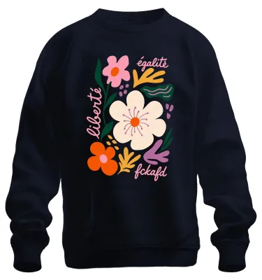 Productafbeelding van Liberté Égalité Fckafd Blumen Freiheit Statement Trui, marineblauw, maat M