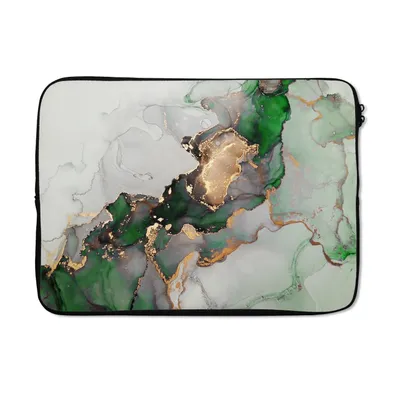 Produktbild von MuchoWow® Laptop Hülle 14 ZollMarmor - Gold - Grün - Luxus Laptoptasche - Laptoptasche - Stoßsicher - Schutzhaube