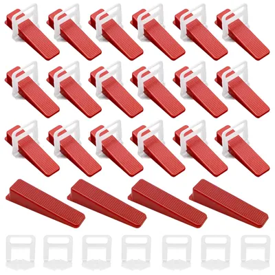 Productafbeelding van Tegelnivelleringssysteem - 200 afstandhouders 1 mm - 100 treklussen 2 mm - 100 wiggen