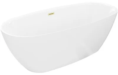 Obrázek produktu pro Mexen Luvo Slim volně stojící vana 170 x 75 cm, bílá, přepad zlatý kartáčovaný - 52801707500-55
