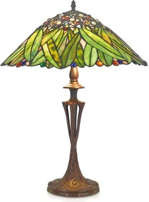 Produktbild von Casa Padrino Tiffany Tischleuchte Hockerleuchte Bananenblätter 40 cm ModX4c - Leuchte Lampe