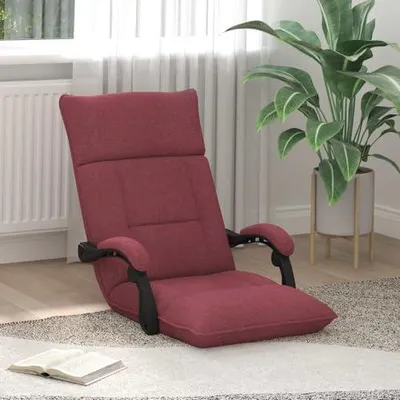 Produktbild von Verstellbarer Bodenstuhl in Weinrot aus Stoff, 66 x 66 x 80 cm, gepolstert, ergonomisch, klappbar und mit Armlehnen
