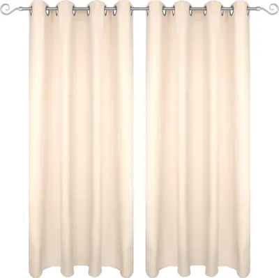 Image de Echarpe décorative Ellen Oeillets Opaque - Lot de 2 140x245 cm Beige