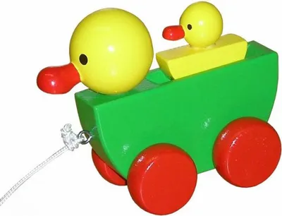 Produktbild von Miva Nachziehfigur Ente mit Küken - buntes Holzspielzeug