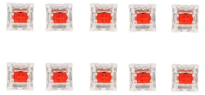 Image de Lot de 10 commutateurs mécaniques pour clavier (commutateurs rouges) en alliage, à point de contact, résistants, avec outil d'extraction