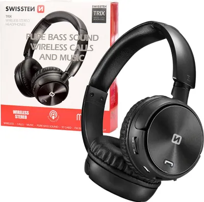 Productafbeelding van Swissten TRIX, Draadloos, 20 - 20000 Hz, Muziek, Koptelefoon, Zwart