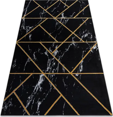 Obrázok produktu pre Koberec EMERALD exkluzívne 2000 glamour, štýlový geometrický, mramor čierna / zlato Černá 80x150 cm