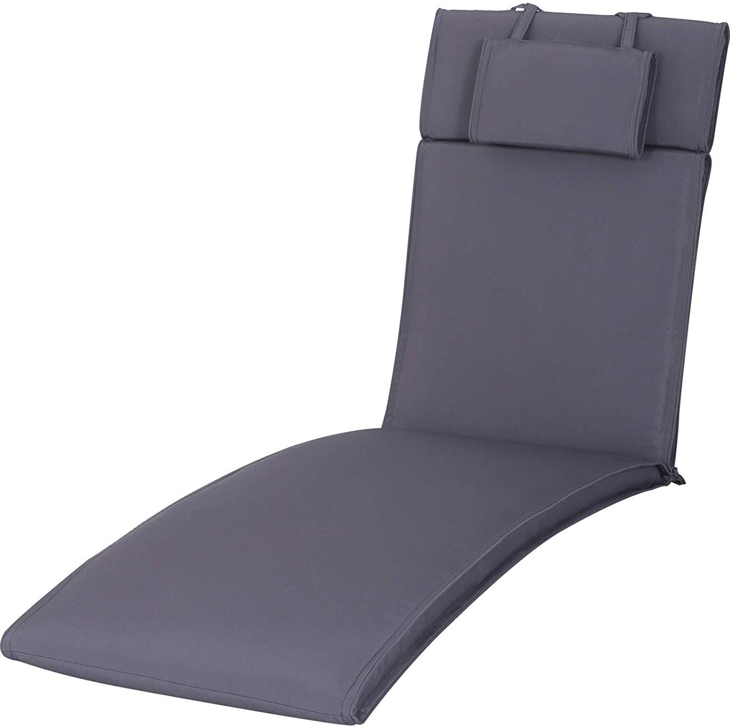 Outsunny Liegenauflage Liegenpolster Gartenliege mit Kopfkissen abnehmbar Bezug Polyester + Baumwollfaser Grau 198 x 53 x 5 cm 84B-304GY