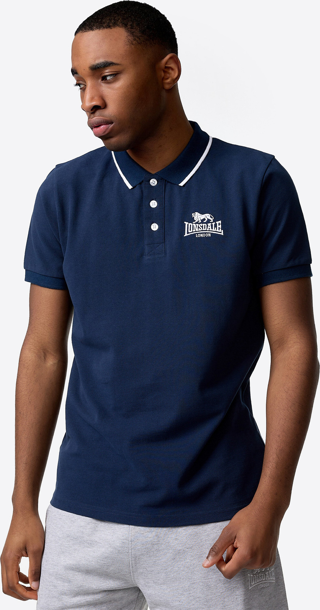 Herren Poloshirt normale Passform BALLYGALLEY Dark Navy/White S Lonsdale 117349