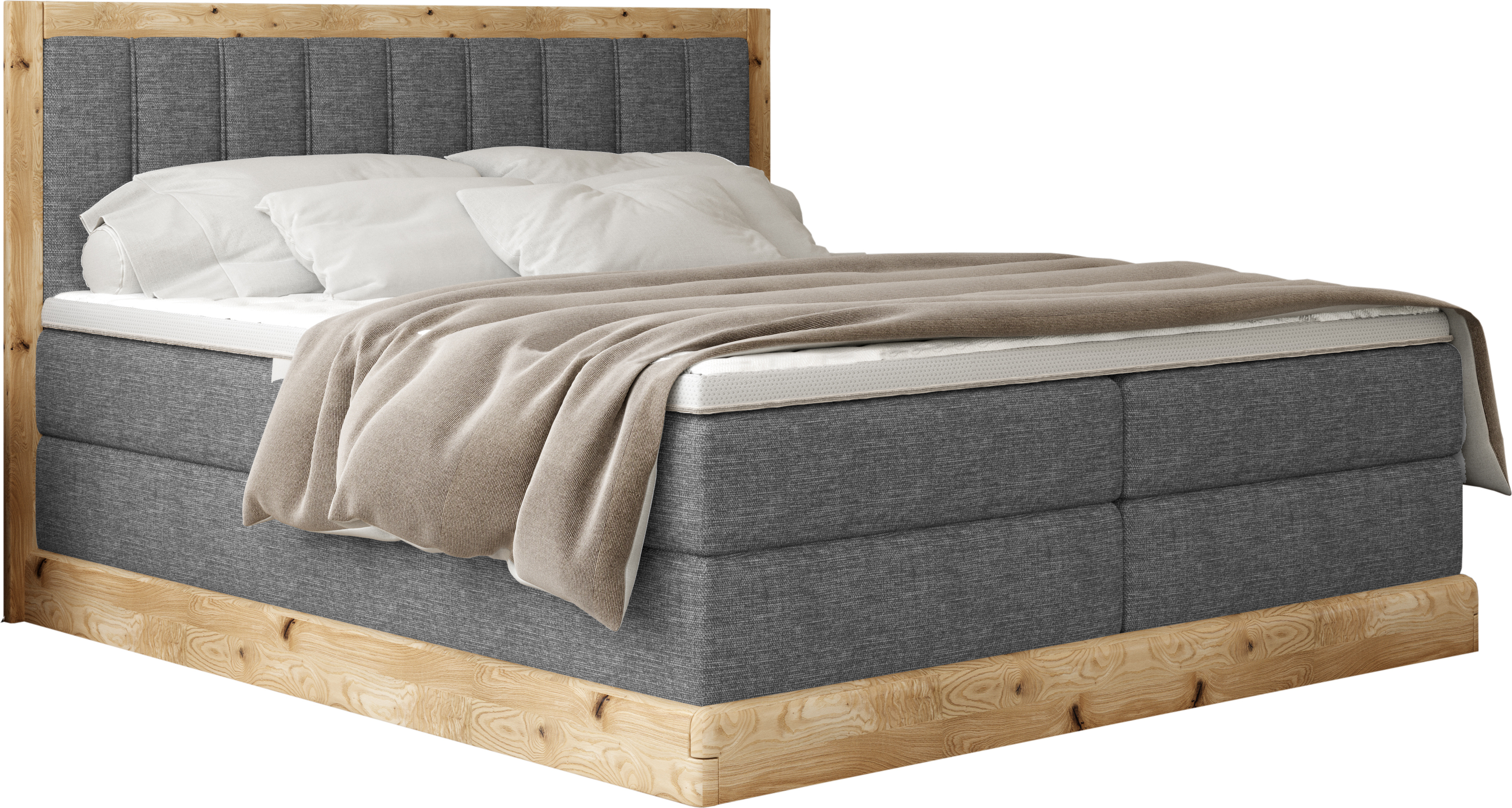 Schlafzimmer Bett Komfortables ALMA Kontinentalbett - Gepolstertes Bett Mit 152 cm Länge, Hochwertigen Matratzen Und Stilvollen Materialien 140x200 cm Graphit