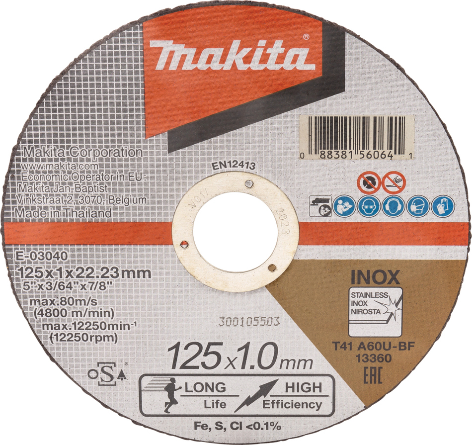 Makita Trennscheibe 12 Stk. - 125 mm - 22,23 mm - 1,0 mm - A60U