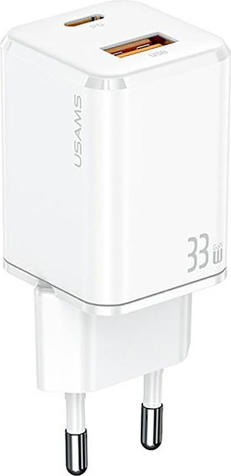 Usams Ład. Siec. 1Xusb-C+1Xusb T43 33W(Only Head) Pd3.0 +Qc3.0 Fast Charging Biały/White Cc144Tc02 (Us-Cc144)