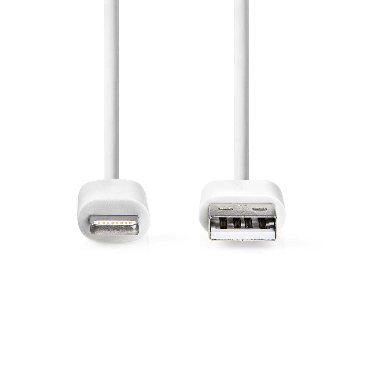 Nedis Lightning kábel - USB 2.0 - Apple Lightning 8-pin - Konektor USB-A - 480 Mb/s - Poniklovaný - 2,00 m - Okrúhly - PVC - Biely - Štítok