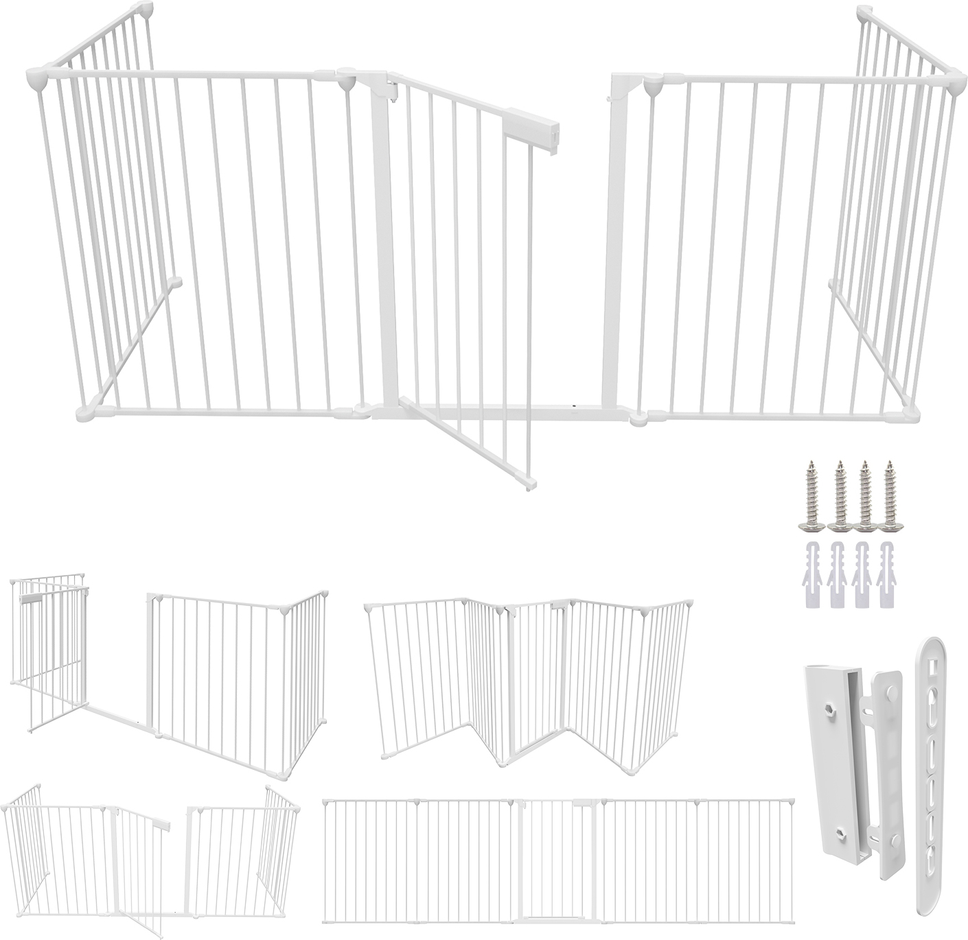 Yakimz Kaminschutzgitter Kamingitter 310 x 75 cm Baby Kinderschutzgitter Absperrgitter Schutzgitter Ofenschutzgitter Laufstall Türschutzgitter weiß RL-HG9161-1-CTc