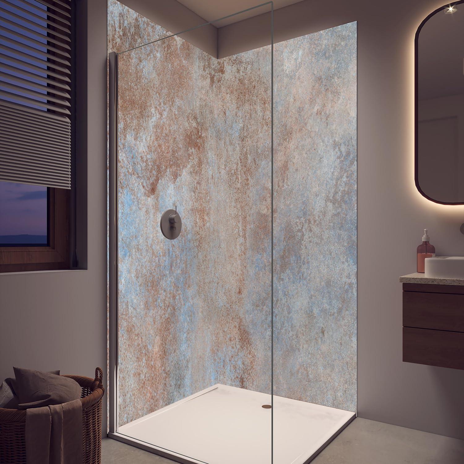 Duschrückwand - Wandverkleidung für Dusche aus Acryl 0,3 cm - 120 x 210 cm - Rostige Metallplatte