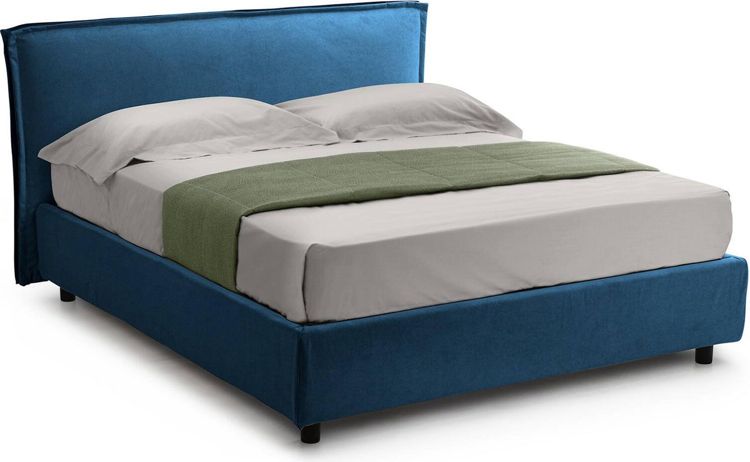 Einzelbett Dmora Brozolo blau, Matratze inklusive abnehmbar