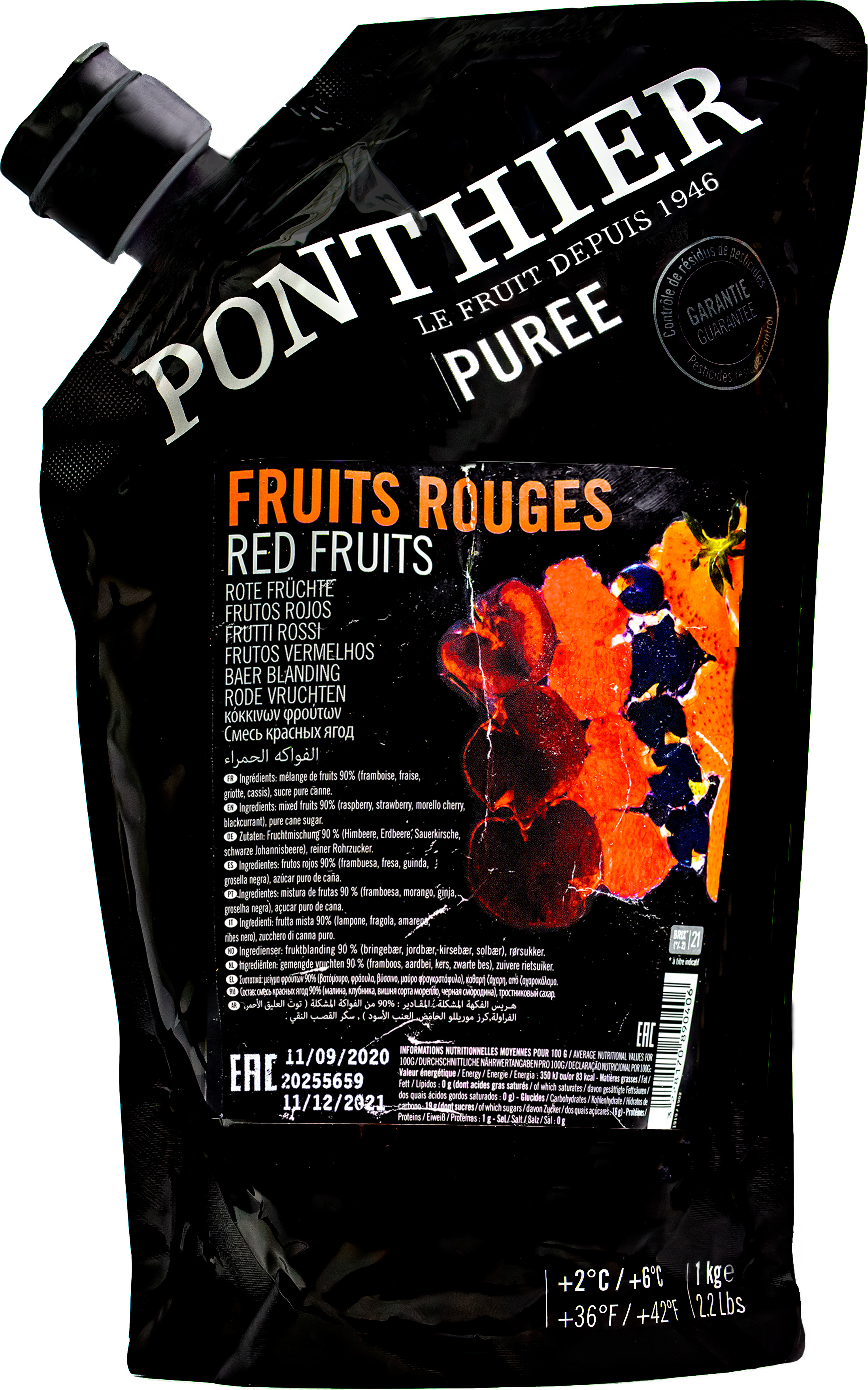 Food-United ROTE FRÜCHTE PÜREE Ponthier 1KG für Smoothies Müsli uvm. FU0163-1