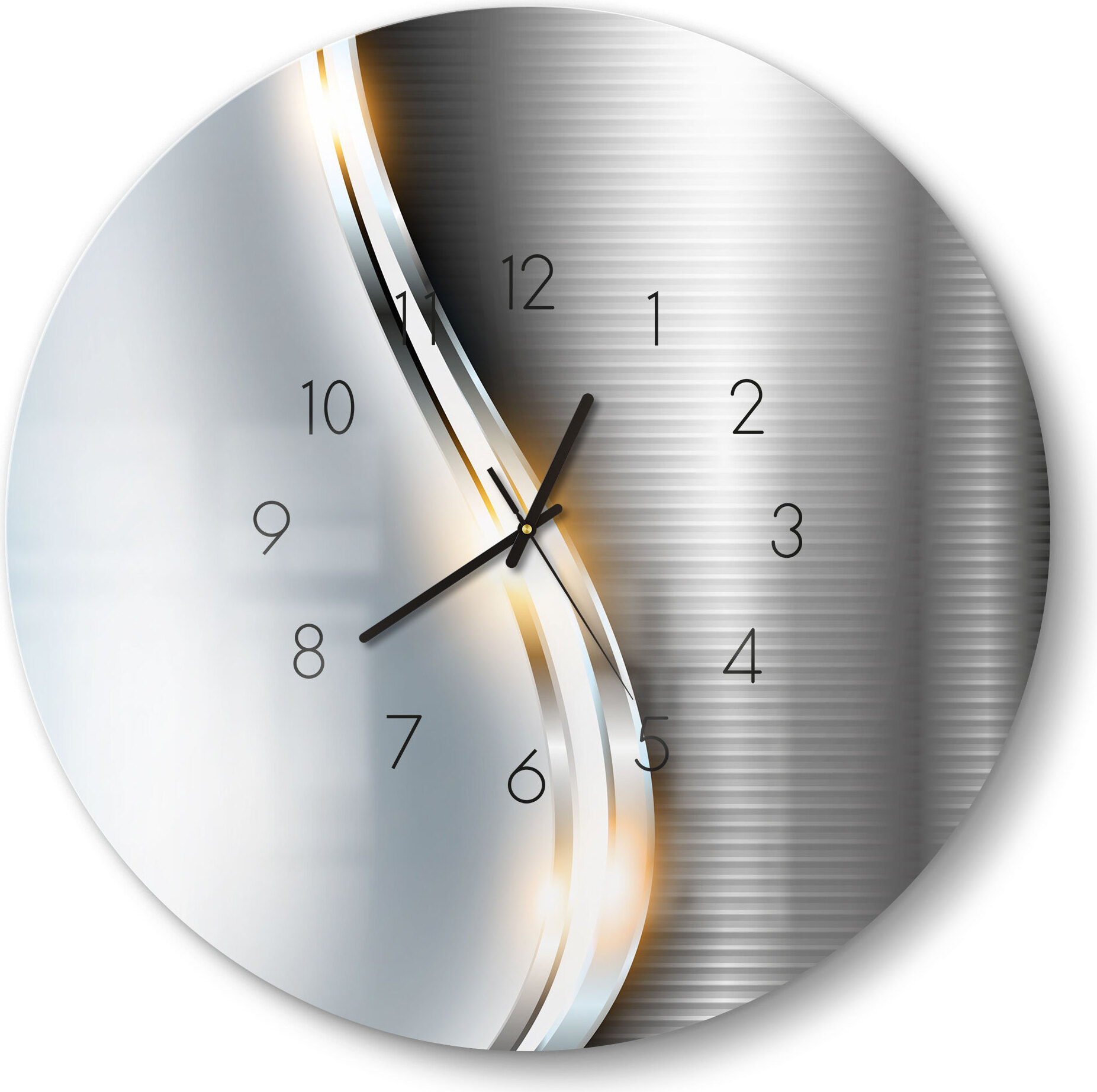 DEQORI Glasuhr Ø50 cm Zahlen 'Elegantes Vektordesign' Wanduhr Glas Uhr Design leise WC-D50-N-1196